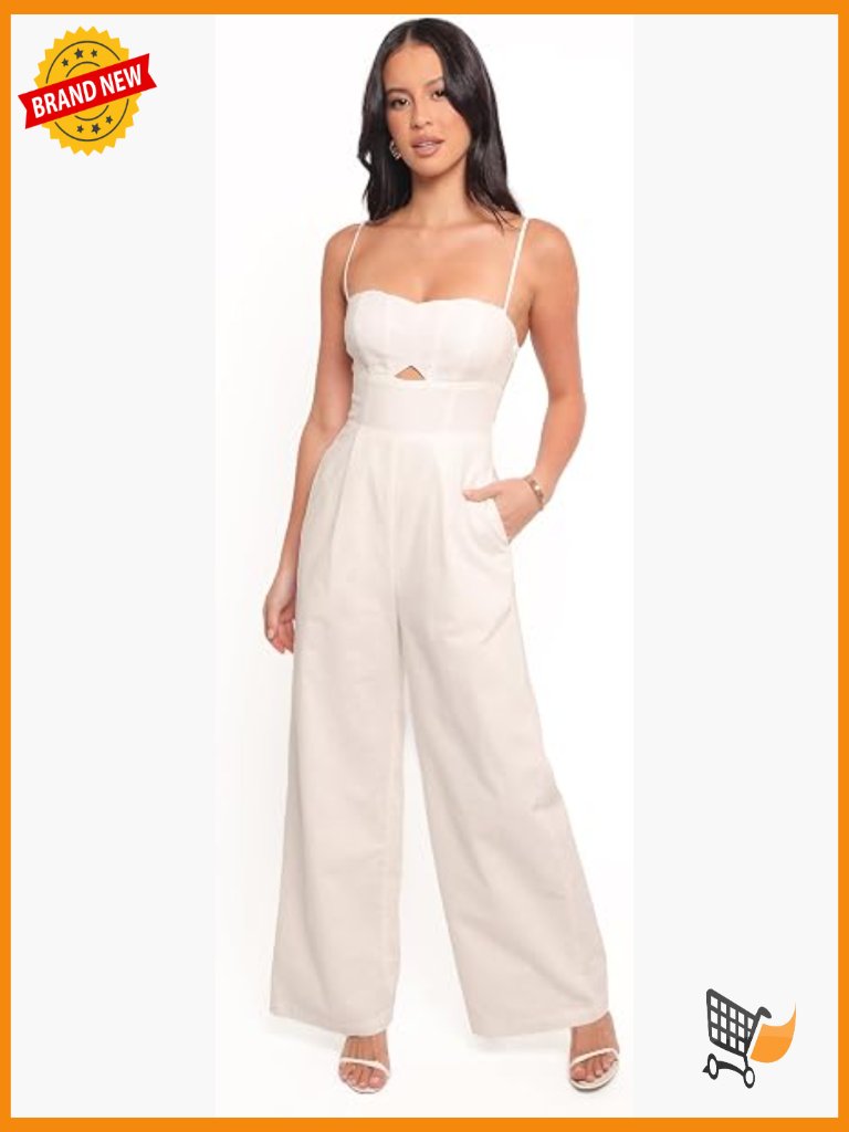 Scallop Sweetheart Neck Jumpsuit With Pockets